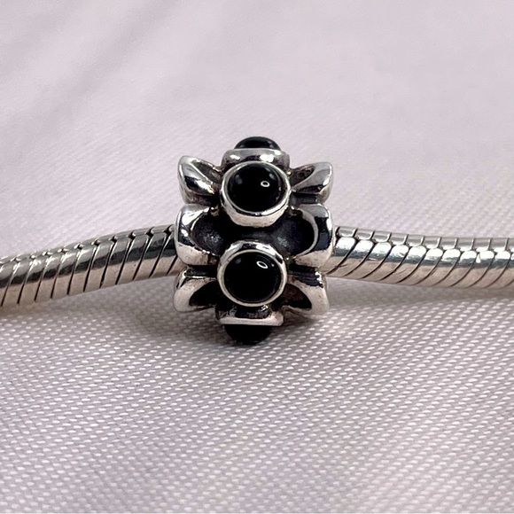 Pandora Jewelry - Pandora Onyx Forget Me Knot 925 Sterling Silver Charm Authentic Threaded